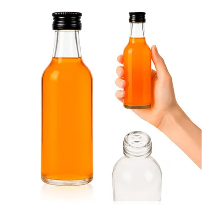 Zdjęcie produktu dla SuperButelki - Butelka szklana monopolowa 200 ml z zakrętką – mini butelka na nalewki, soki, likiery, alkohol domowy, klasycza, MONOPOL, szkło