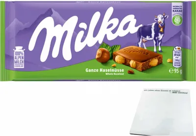 Produktbild von Milka ganze Haselnüsse (95g Tafel) + usy Block