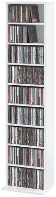 Produktbild von HOMCOM CD Regal DVD-Regal mit 9 Ebenen für 260 CDs oder 120 DVDs Weiß