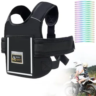 Produktbild von Kinder Motorrad Sicherheitsgurt, Motorrad Gürtel Einstellbarer Motorrad Kindergurt Atmungsaktives mit Reflektierenden Streifen für Kinder Zwischen 2 und 15 Jahren Motorrad Kinder Gürtel