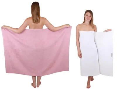 Zdjęcie produktu dla Betz 2 sztuki XXL ręczniki prysznicowe 100 x 150 cm BERLIN ręczniki kąpielowe 100% bawełna kolor - lotos-biały