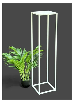 Produktbild von Blumenhocker aus Metall in Weiß, eckig, 100 cm