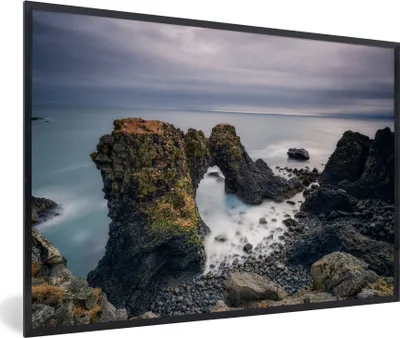 Produktbild von MuchoWow® MuchoWow® Gerahmtes Poster Küstenlandschaft in Snaefellsnes bei Island 60x40 cm - Poster mit zchwarzem Bilderrahmen - Printing - Wanddeko Schlafzimmer