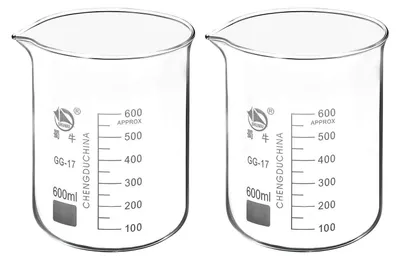Productafbeelding van Bekerglazen, 600 ml, borosilicaatglas, set van 2, met uitgietpunt en maatstreep