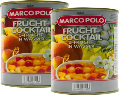 Produktbild von Food-United 5-Frucht-Cocktail in Wasser 2 Dosen Füllmenge 820g ATG 500g
