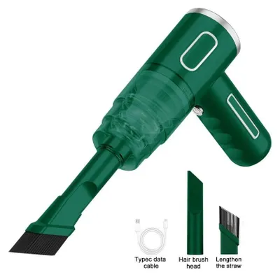 Image de Mini aspirateur pour voiture - Aspirateur à main sans fil - 40 W - 5 V - Filtre HEPA - Réservoir à poussière < 0,5 L - Li-Ion - Vert
