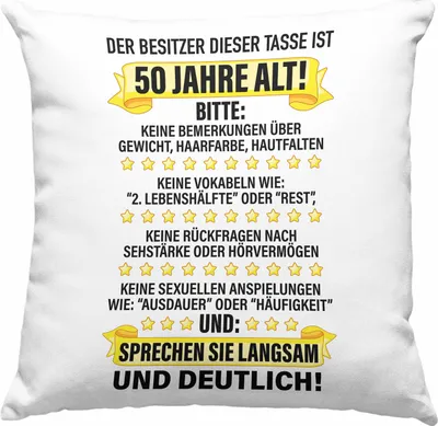 Produktbild von Trendation - 50. Geburtstag Männer Deko-Kissen mit Füllung 40x40 Geschenk Geschenkidee 50er Geburtstag Spruch Perfektion Vater Papa Lustiger Spruch Witzig (Blau)