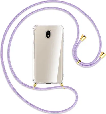 Produktbild von Handykette Backcover-Schutzhülle mit Band (Metall goldfarben) für Samsung Galaxy J3 2017 - violett