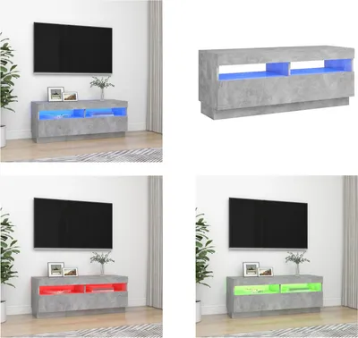 Produktbild von vidaXL TV Schrank mit LED Beleuchtung Betongrau 100x35x40 cm - TV-Schrank - TV-Schränke - TV-Schrank Mit LED - TV-Möbel