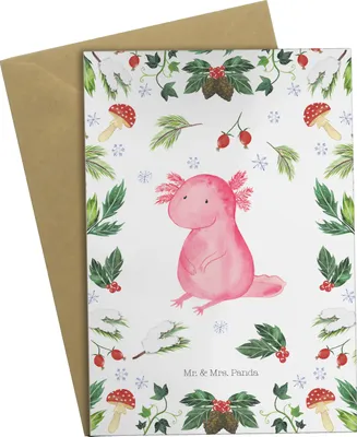 Produktbild von Mr. & Mrs. Panda babykarte Axolotl Glücklich - Weiß - Geschenk, Weihnachten, hochzeitskarten, weihnachtskarten, osterkarte, dankeskarten, kommunionskarte