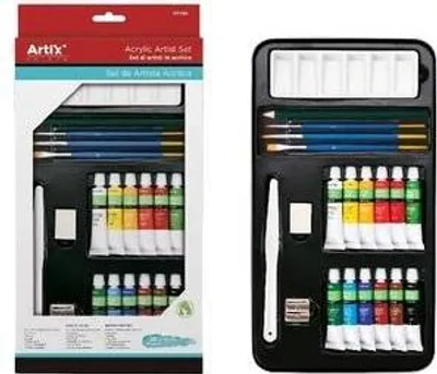 Immagine prodotto di Set di colori acrilici Artix PP195 12x 12 ml + accessori
