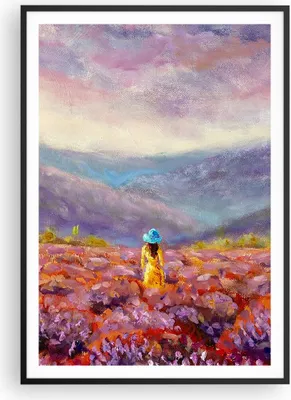 Produktbild von Gerahmtes Poster - Schwarzer Rahmen - Feld Frau Landschaft - 70x100 cm - Wand Bild - Wanddeko - Wandbilder - Kunstposter - Wandposter - Bilderrahmen - Bilder - Kunstdruck - P2BPA70x100-5074