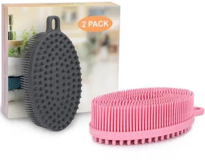 Image de Brosse corporelle en silicone, double face, douce, pour un nettoyage en profondeur et un massage