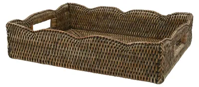 Rattan-Tablett rechteckig 40x30x9,5 cm mit Griffen