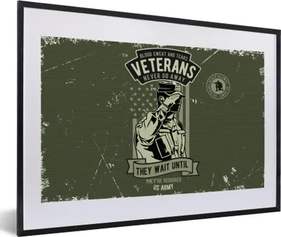 Produktbild von MuchoWow® MuchoWow® Gerahmtes Poster Vintage - Armee - Fahne 60x40 cm - Poster mit zchwarzem Bilderrahmen - Schlafzimmer - Plakat in Rahmen - Drucken