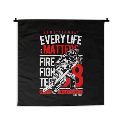 Produktbild von MuchoWow® Wandteppich Wandbehang Mancave - Feuerwehr - Retro - Sprichwörter 90x90 cm Tapisserie Dekoration Wandtuch - Wandaufhänger