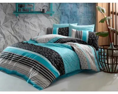 Immagine prodotto di Set di lenzuola matrimoniali in cotone, dimensioni 140x220 cm e 70x90 cm, colore blu scuro