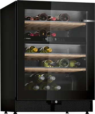 Obrázok produktu pre Bosch Serie 6 KWK16ABGB, Kompresorové vinotéky, Voľne stojaci, 44 fľaša/fľaše, 60 W, G, Čierna