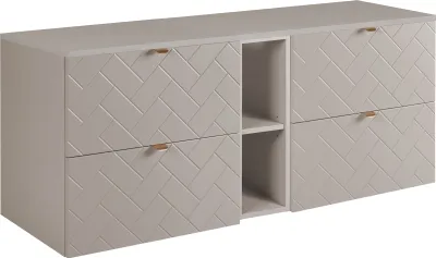 Zdjęcie produktu dla Szafka łazienkowa, kaszmir ze złotym uchwytem / z górną półką, 140 x 57 x 46 cm