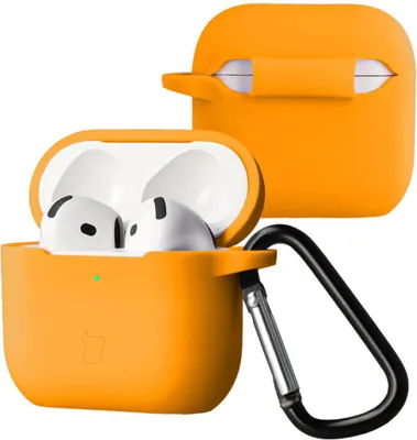 Produktbild von Silikonhülle mit Karabiner für AirPods 4, Bizon Case Headphone Silicone, Karotte