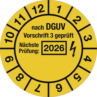 Produktbild von Dreifke® Prüfplakette nach DGUV,Nächste Prüfung, 2026, Folie, Ø 30 mm, 10 Stü...