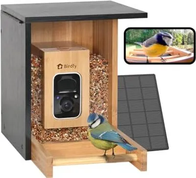 Produktbild von Netvue Birdfy Bird Feeder -Kamera, solarbetriebene, automatische Erkennungsvögel rechtzeitige Benachrichtigung, leistungsstarke KI -Erkennung, Bambush