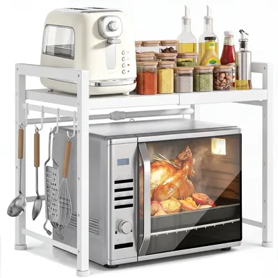 Productafbeelding van Solidchoice - Uitbreidbaar Magnetronrek met 2 Planken voor Keukenopslag