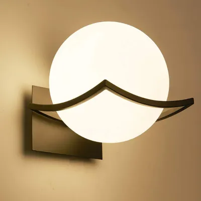 Wandlampe mit Glaskugel, E27, schwarz, 15 cm, für Innenräume