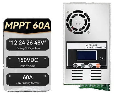 Image de Contrôleur de charge solaire, surveillance intelligente de la performance, écran LCD multifonction, 60A