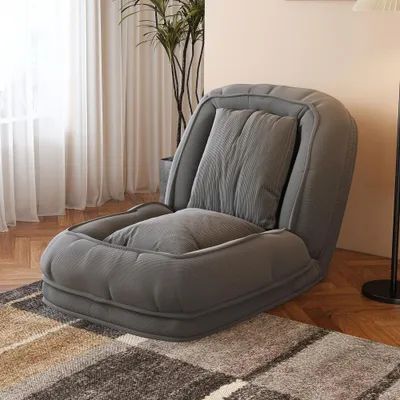 Produktbild von AIORBER Klappbares Schlafsofa Ergonomischer Bodensessel 5-fach Verstellbare Faltbare Relaxliege mit 2 Kissen für Wohnzimmer Schlafzimmer Grau