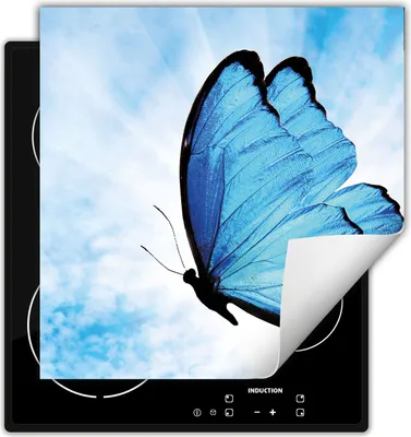 Produktbild von DarHaus Herdabdeckplatte 50x52 cm Anti Rutsch Matte Aufrollbar, blau - Schmetterling