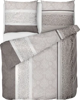 Produktbild von Biber Bettwäsche 155x220cm Beige Creme 100% Baumwolle mit Reißverschluss - Ganzjährig & Winter - Kissen 80x80cm - Ornamente Motiv