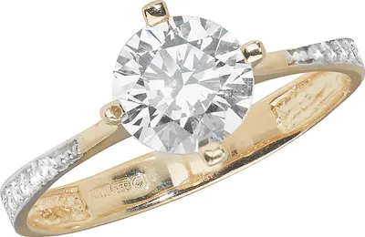 Produktbild von Stylischer 9 Karat (375) Gold Solitär Verlobung Damen - Ring mit Zirkonia, 58 (18.5); TRS14909RSQ