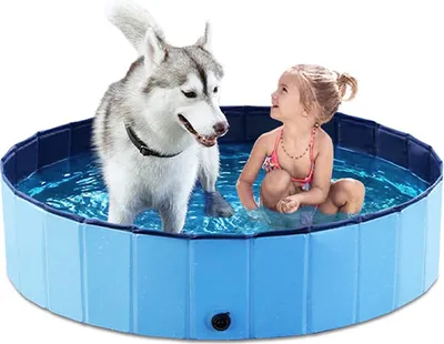 Produktbild von Faltbarer Pool für Hunde und Kinder 80 cm, ohne Aufblasen, rutschfester Boden, robustes PVC - PawlyPool