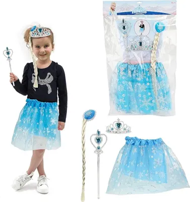 Obrázok produktu pre Toi-Toys - Detský kostým - Súprava kostýmu ľadovej princeznej (tutu, tiara, vrkoč, prútik)