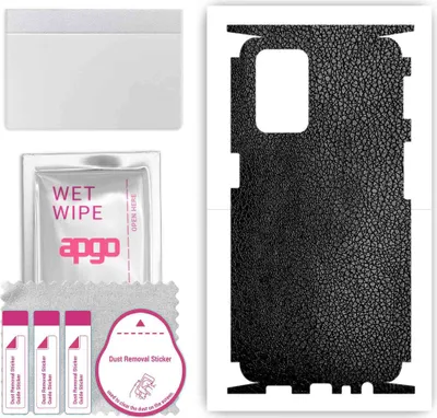 Produktbild von apgo Rückseite + Seiten Schutzfolie, Skin, kompatibel mit Oppo A54 (2021), Hinten Displayschutzfolie aus Vinylfolie, kratzfest, einfache Montage - Schwarzes Leder