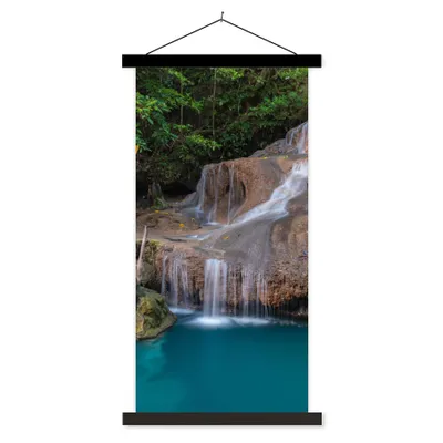 Produktbild von MuchoWow® Textilposter Wasserfall - Felsen - Landschaft 90x180 cm mit schwarzem Rahmen - Dekoration Wohnzimmer
