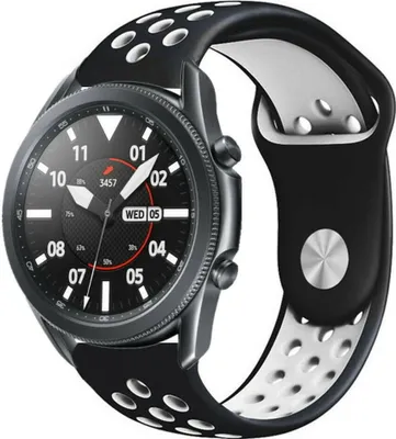 Produktbild von Strap-it Samsung Galaxy Watch 3 45mm Sportarmband (Schwarz/Weiß)