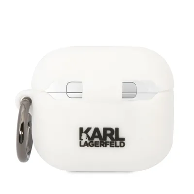 Produktbild von Karl Lagerfeld, Silikonhülle AirPods 3 Karl Head 3D luxus stoßfest, Weiß