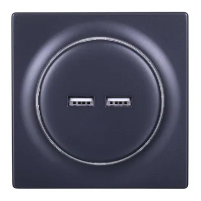 Produktbild von Fibaro FGWU-021-8, 2x USB, Schwarz, 100 - 240 V, 50/60 Hz, 5 V, 2,4 A
