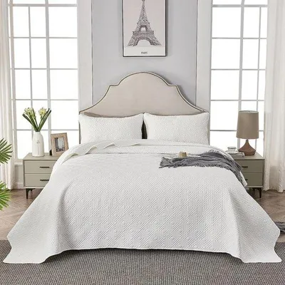 Produktbild von Famanu Bettüberwurf 240 x 260 cm - Weiß, Mikrofaser, mit 2 Kissenbezügen 50 x 75 cm
