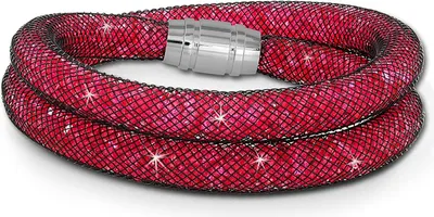Image de SilberDream Bracelet pour femme 18cm rouge Mini cristaux acier inoxydable nylon SDA051P9