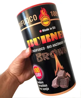 Obrázok produktu pre Burner Brown Podpaľovač - 200 kusov - ekologický, bez zápachu, netoxický krbový podpaľovač do krbu, grilu, rúry alebo komínového štartéra