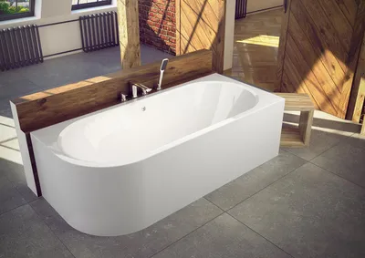 Image de ECOLAM Baignoire Avita 150x75 cm droite + tablier en acrylique | pieds siphon + silicone | Set complet | Ideale pour deux