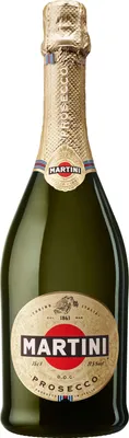 A bottle of Martini Prosecco on a white background.