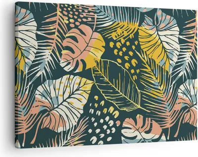 Produktbild von Bild auf Leinwand - Leinwandbild - Einteilig - Blätter modern bunt - 70x50cm - Wand Bild - Wanddeko - Wandbilder - Leinwanddruck - Bilder - Wanddekoration - Leinwand bilder - Wandbild - AA70x50-4630