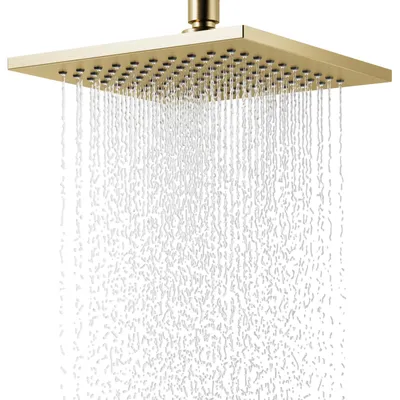 Regenduschkopf quadratisch 20 cm gold Edelstahl 360° verstellbar