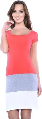 Produktbild von Damen Kleid Mittellang Dreifarbig; Koralle S/M