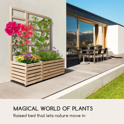 Produktbild von Hochbeet – Erhöhtes Pflanzbeet – Pflanzkasten – Gemüsebeetkasten – Rankhilfe – Massives Kiefernholz – 151 x 50 x 50 cm