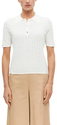 Produktbild von s.Oliver Damen Strickpullover – Polokragen, Ajourmuster, Kurzarm